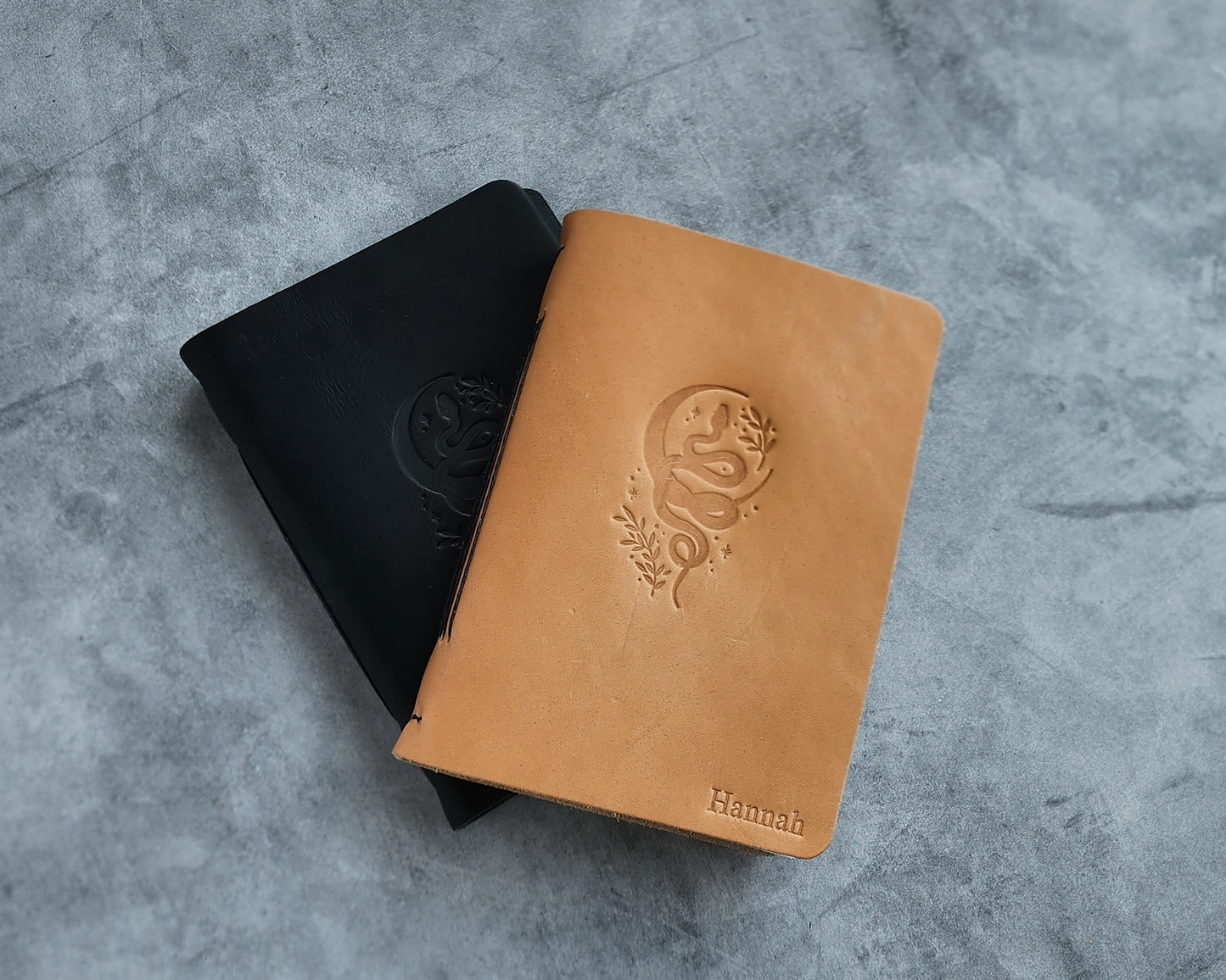 PERSONALIZED LEATHER  JOURNAL WITH MOONS