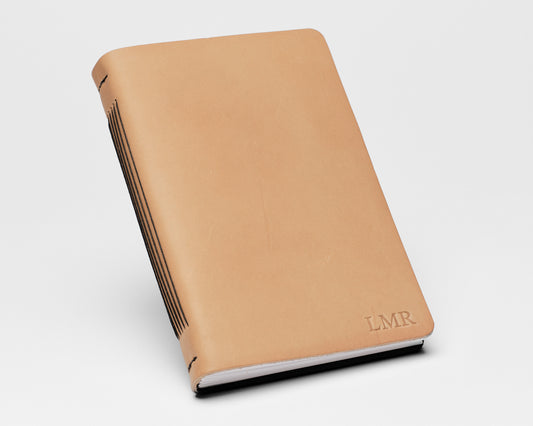 Professional Personalized Leather Journal , No strap or closure - Natural Color