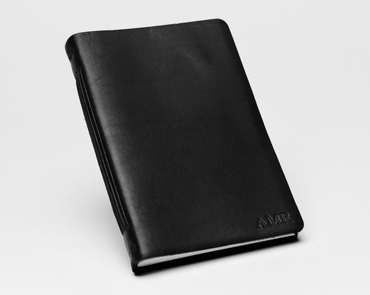 Personalized Leather Journal , No strap or closure - Black Color