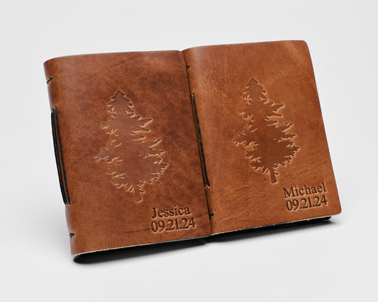 Personalized Leather Vow Books | Tree Silouette