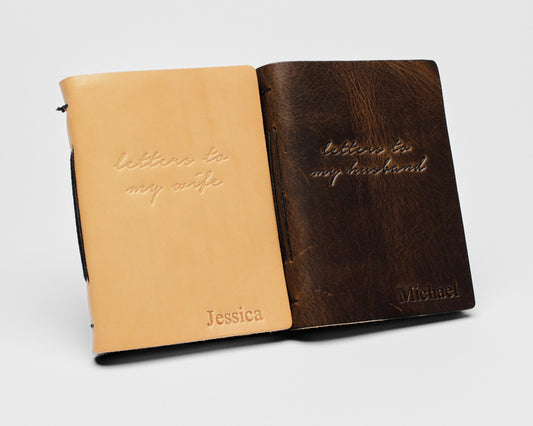 Personalized Leather Vow Books | Letters to my Husband/Wife - cursive