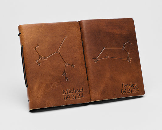 Personalized Leather Vow Books | Zodiac Constellation