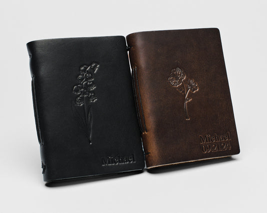 Leather Wedding Vow books - Floral