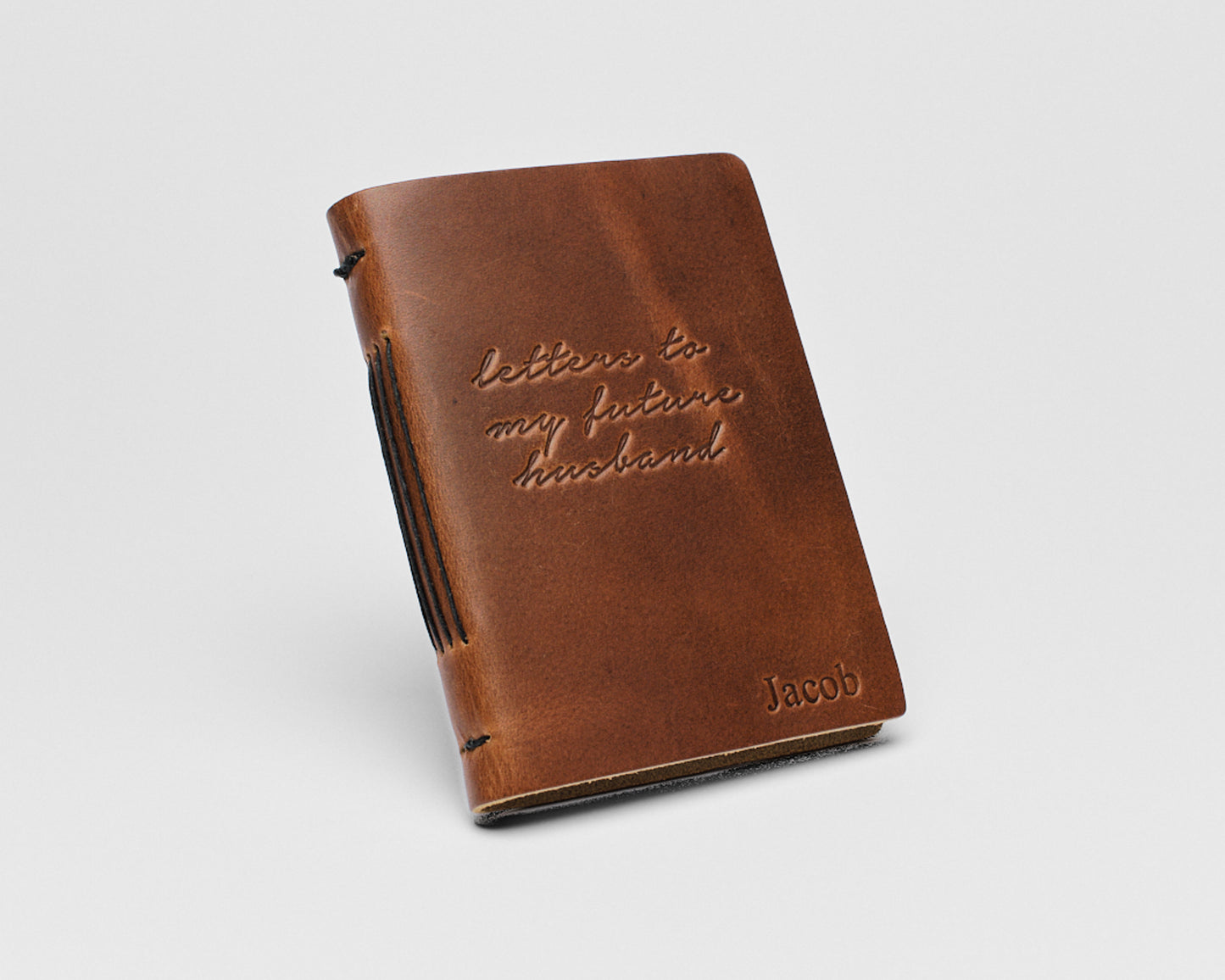 Personalized Leather Vow Books | Letters to my future Husband/Wife (cursive)