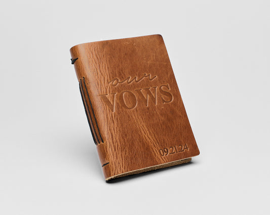 Personalized Leather Vow Books | Our Vows (cursive)