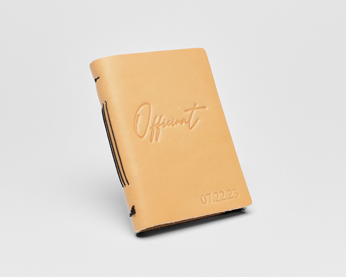 Personalized Leather Officiant Book - (cursive) Natural color