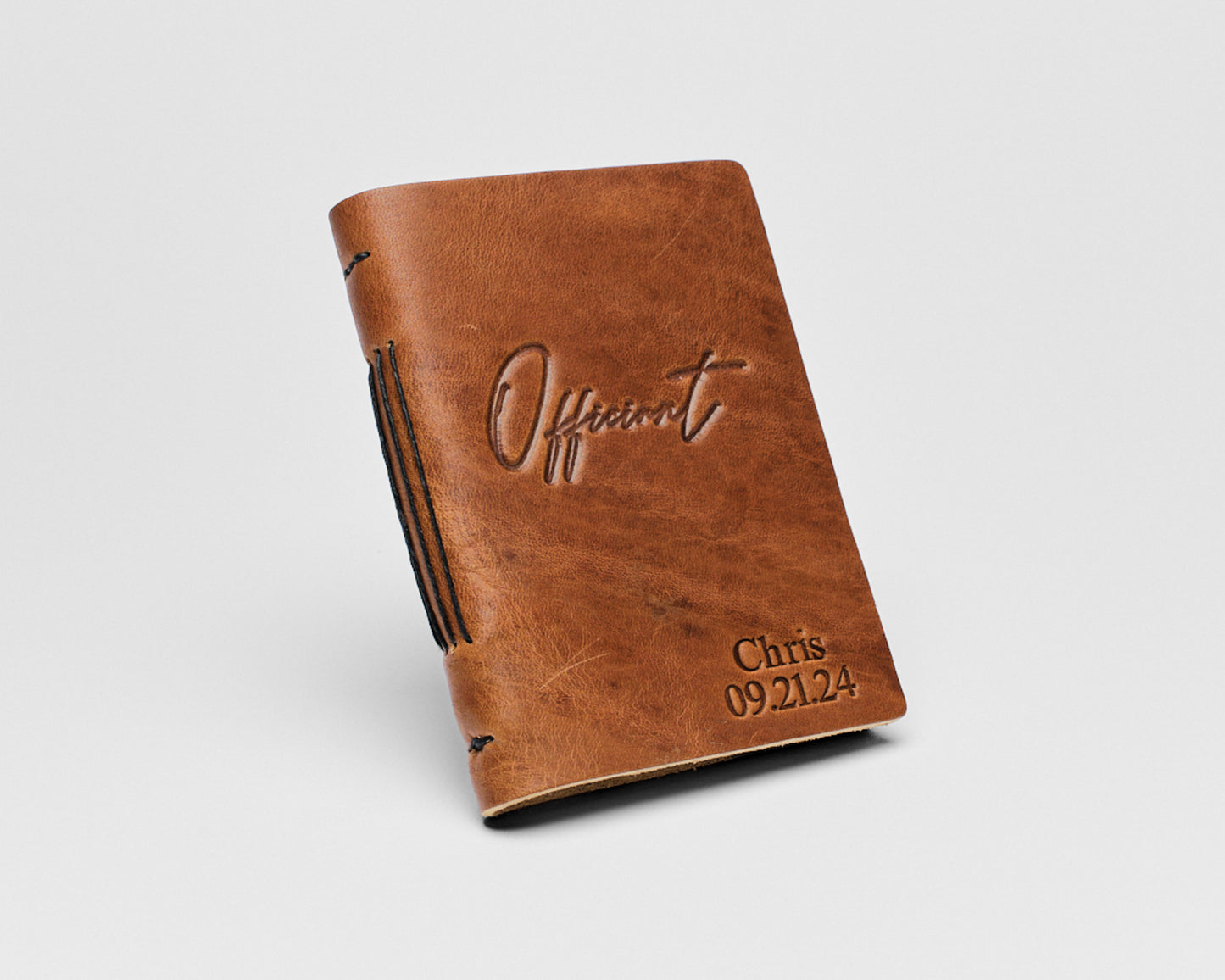 Personalized Leather Vow Books & Officiant Book Set | Floral