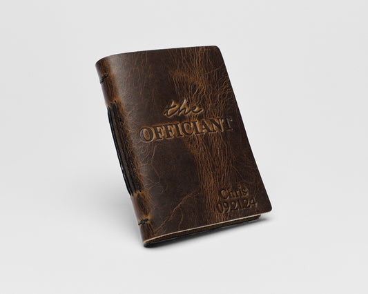 Personalized Leather Officiant Book | The Officiant  - Dark Brown