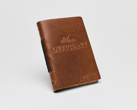 Personalized Leather Officiant Book | The Officiant  - Tan color