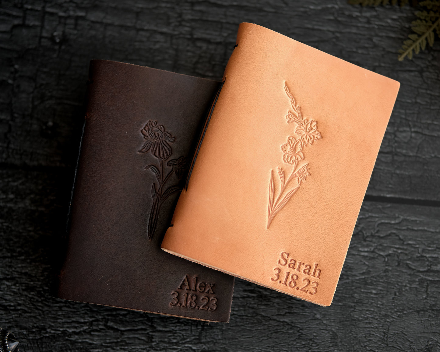 Leather Wedding Vow books - Floral