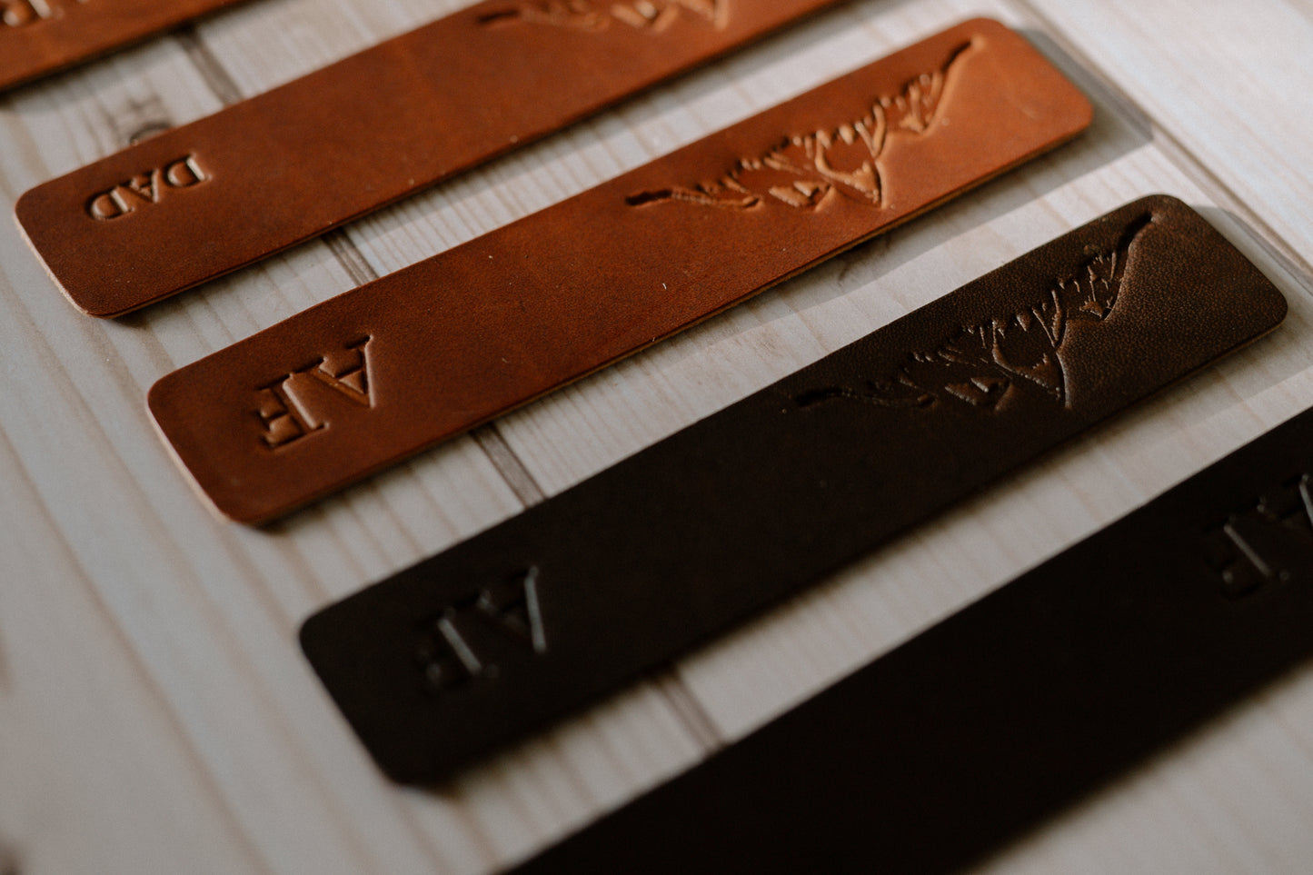 Personalized leather bookmark