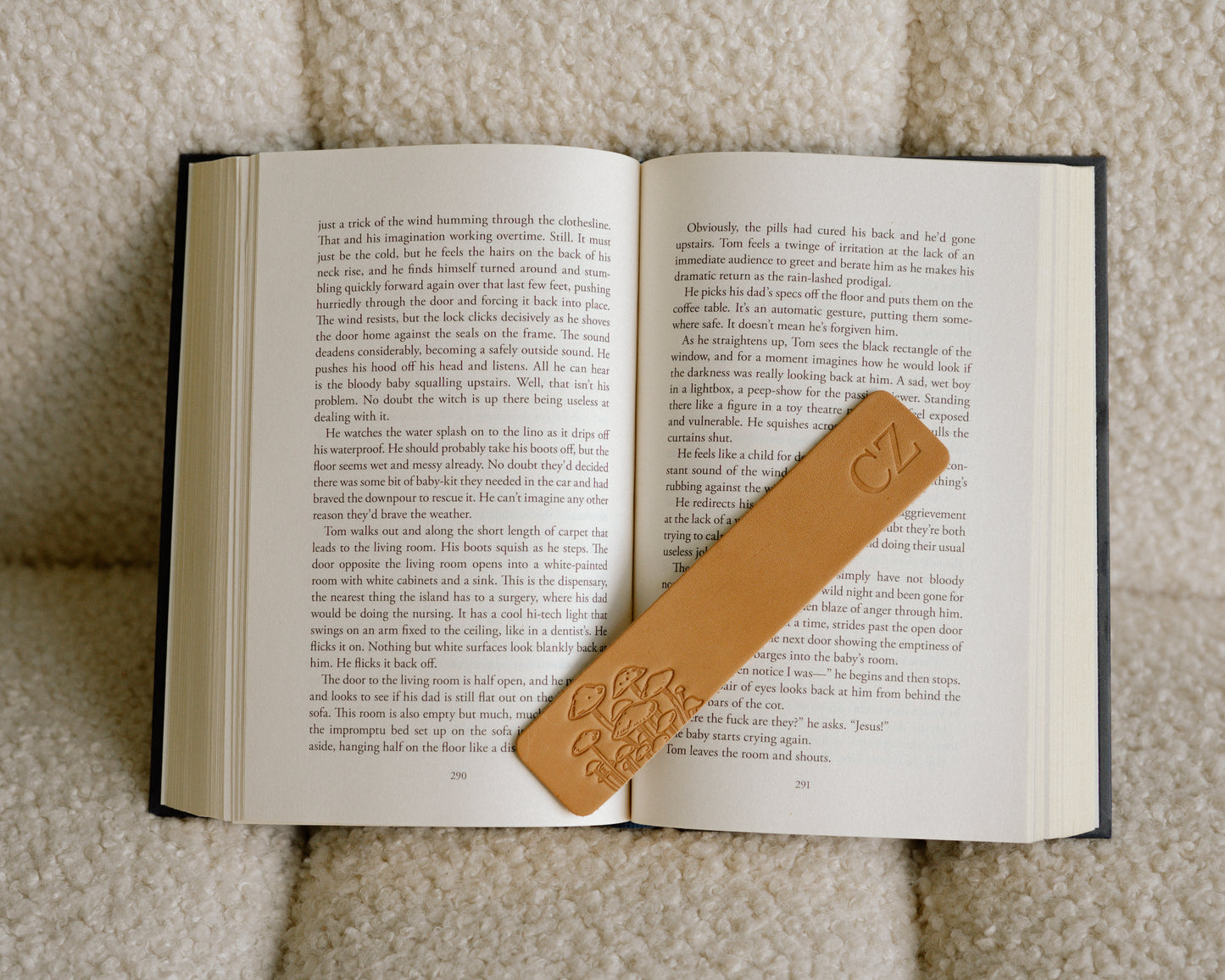 Personalized leather bookmark - Cottagecore Mushroom Bunch