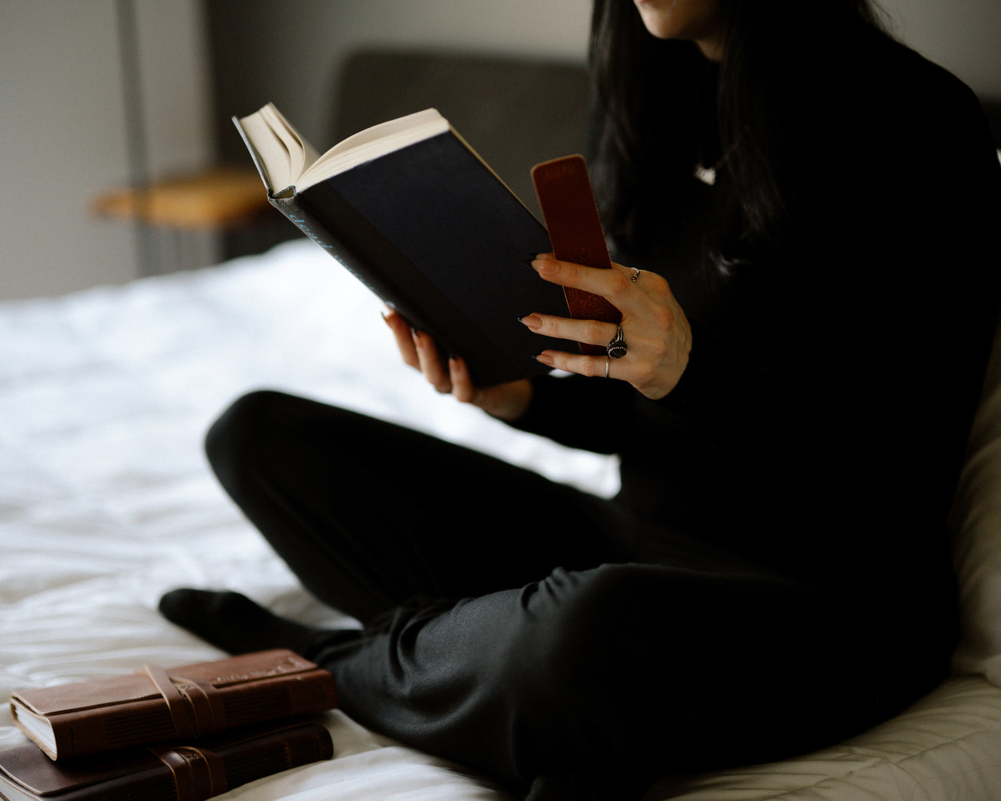 Personalized leather bookmark - 'Til we are ghosts