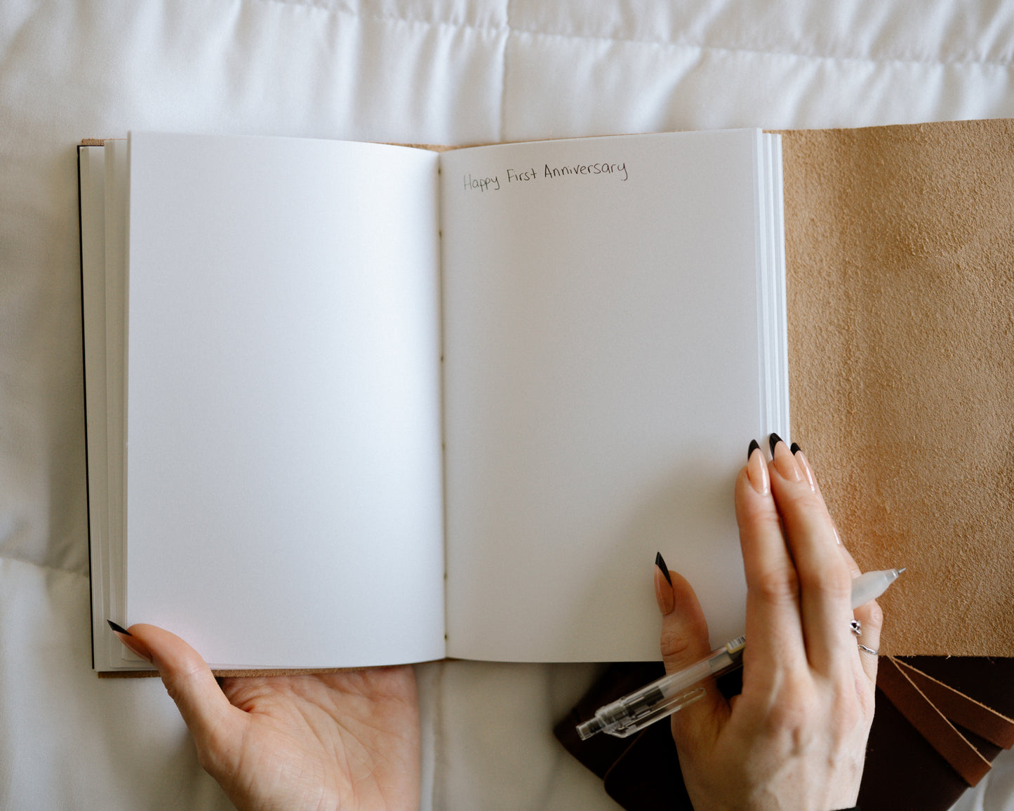 Personalized Leather Journal - Dark Brown with wrap closure