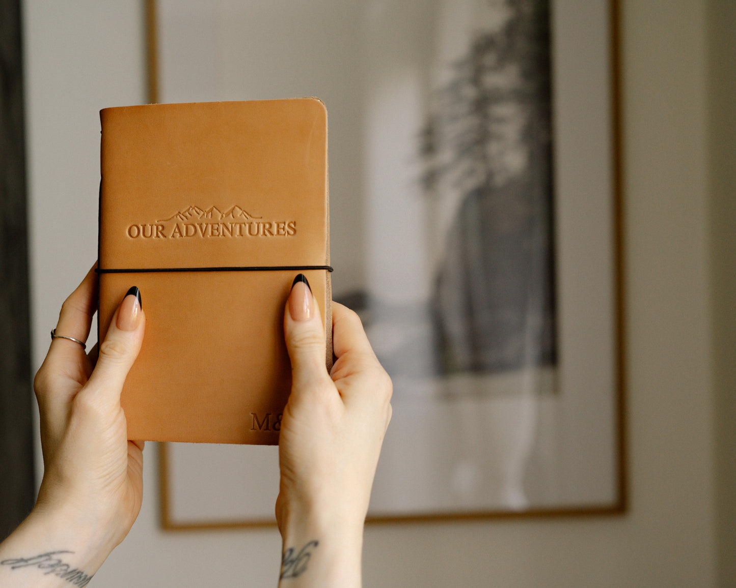 Personalized Leather Notebook with elastic closure | Our Adventures with Mountains