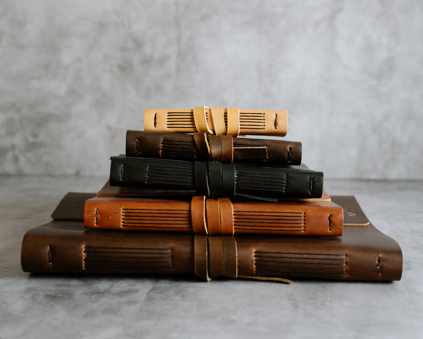 Personalized Leather Journal - Dark Brown with wrap closure