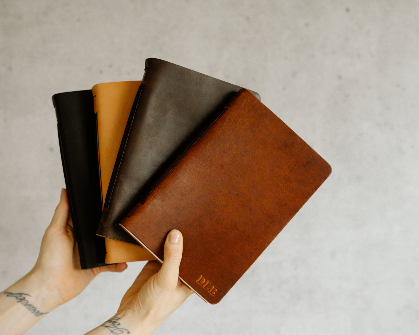 Personalized Leather Journal with Phases of the Moon