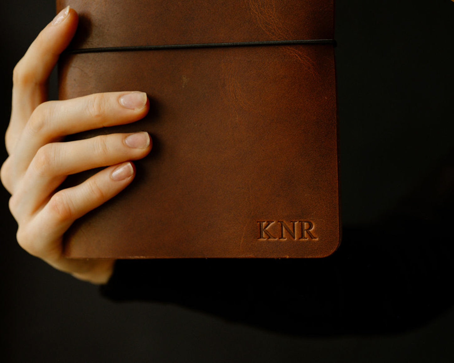 REFILLABLE Leather Notebook / Sketchbook with Elastic Closure