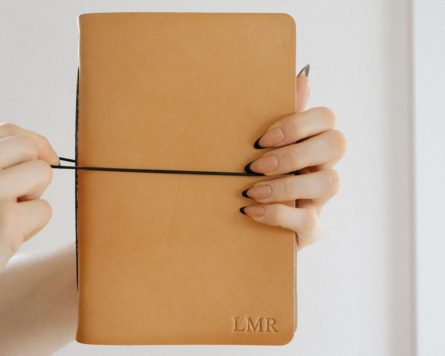 Personalized Leather Notebook with elastic closure | Our Adventures with Mountains