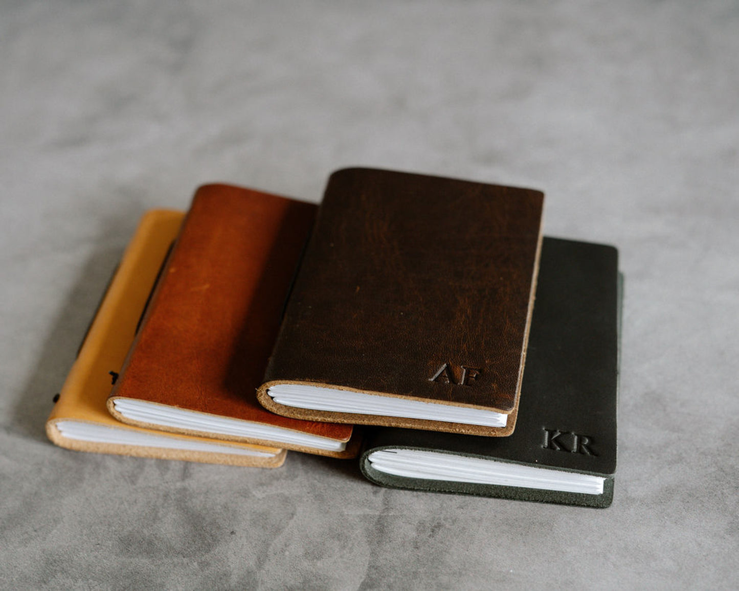 Personalized Leather Pocket Notebook  3.5x5" (Tan Color)