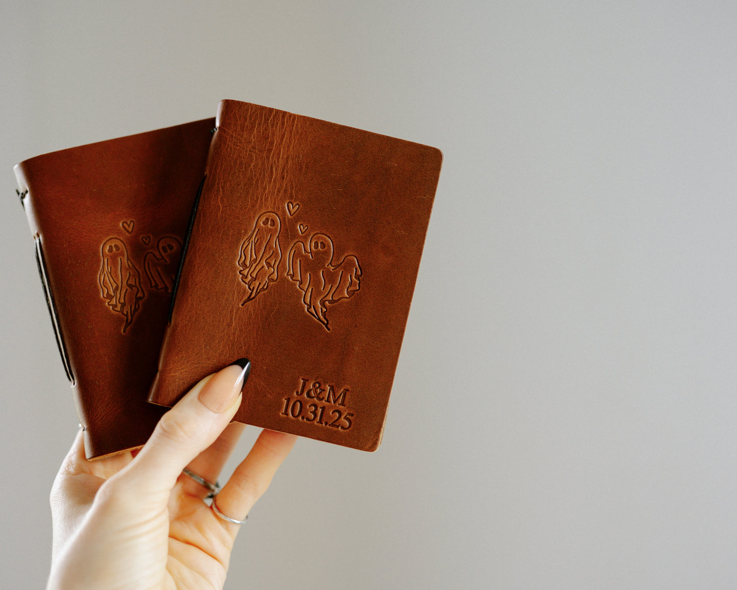 Personalized Leather Vow Books - With Ghost Couple