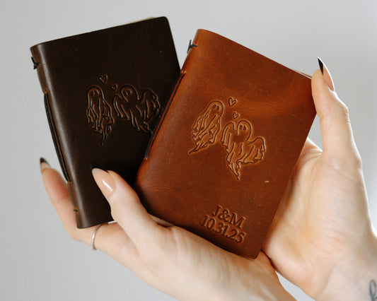 Personalized Leather Vow Books - With Ghost Couple