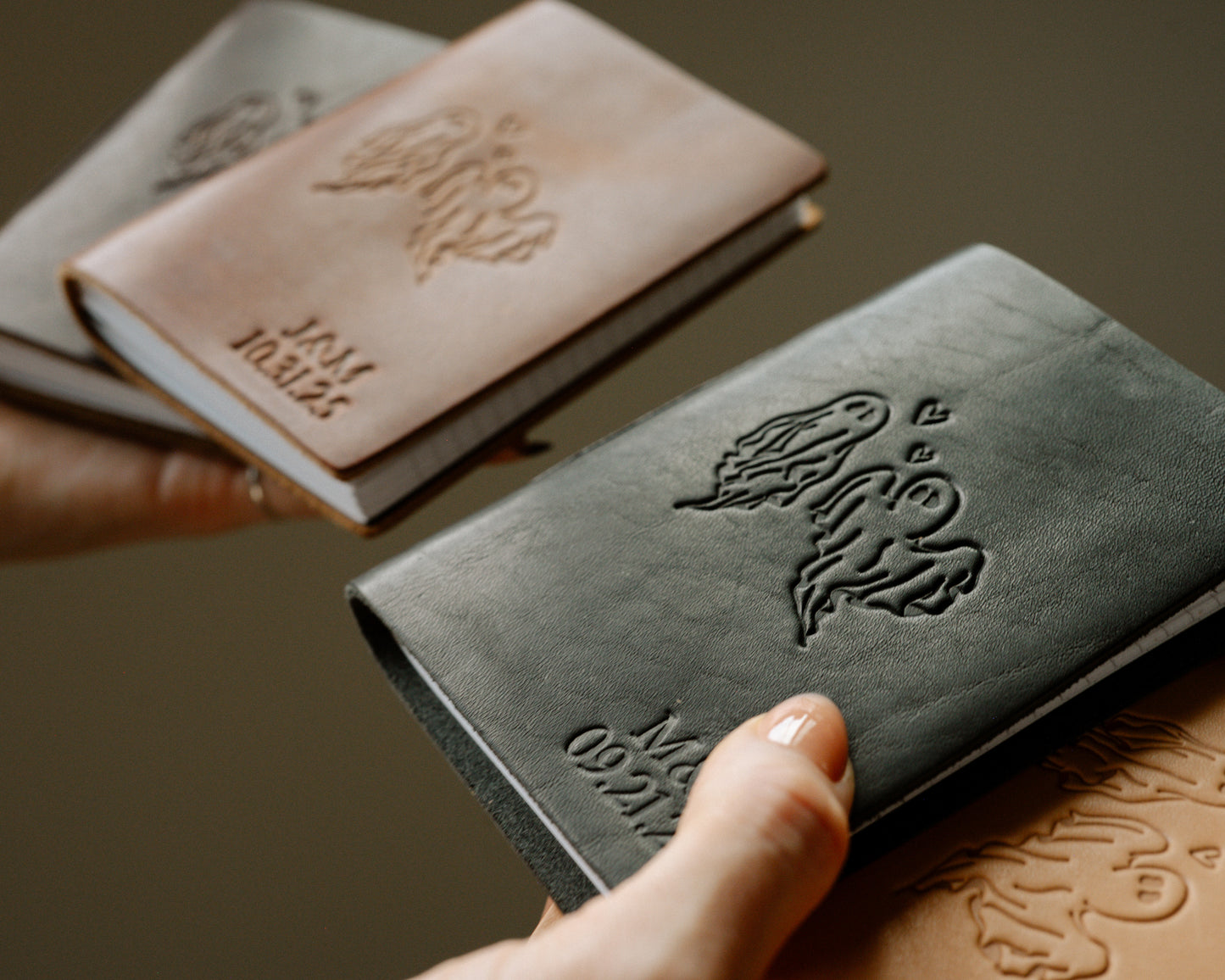 Personalized Leather Vow Books - With Ghost Couple