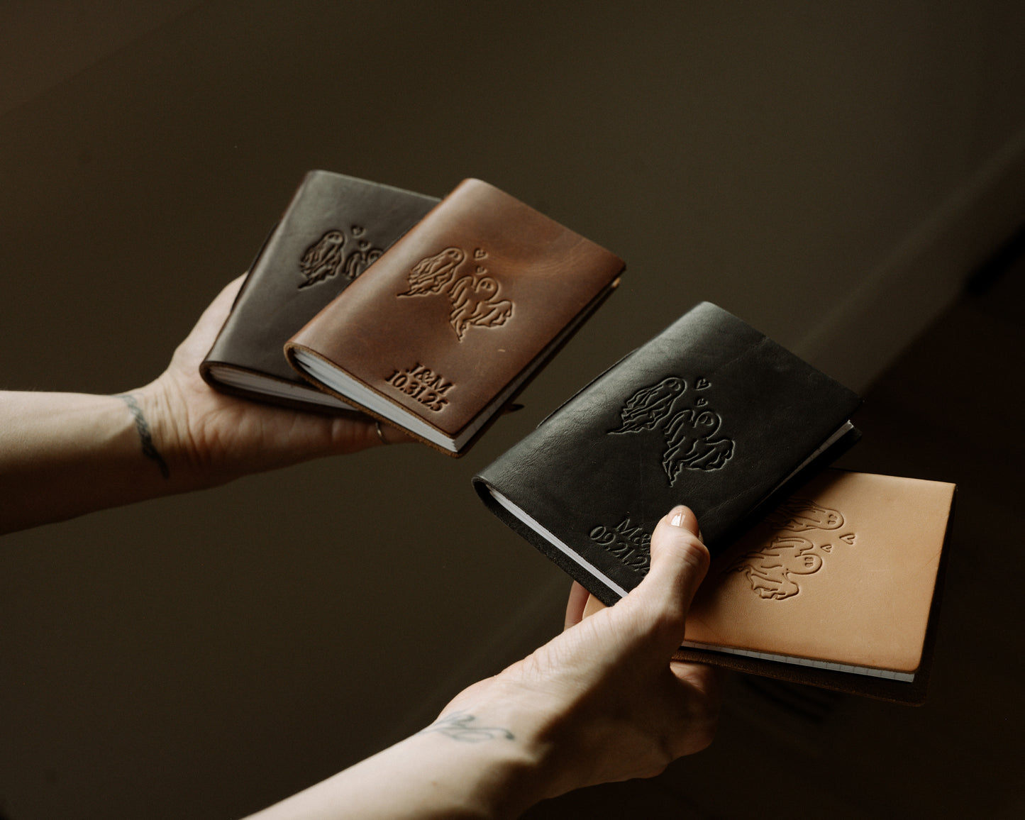 Personalized Leather Vow Books - With Ghost Couple