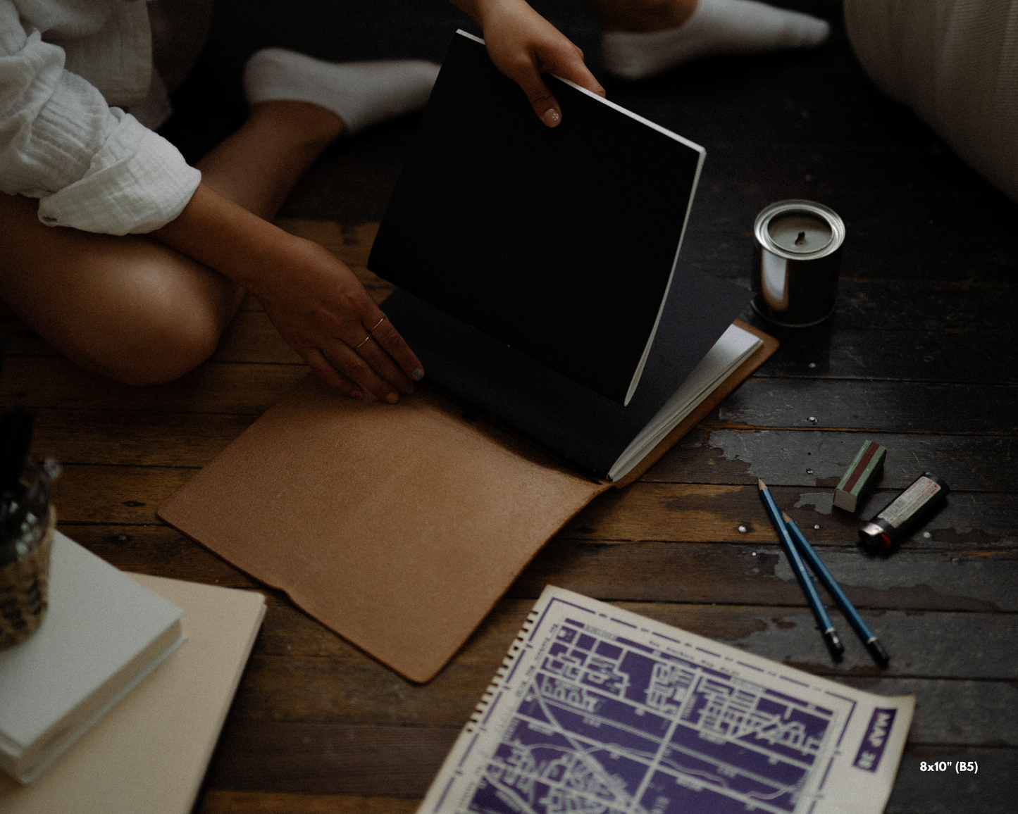 REFILLABLE Leather Notebook / Sketchbook with Elastic Closure