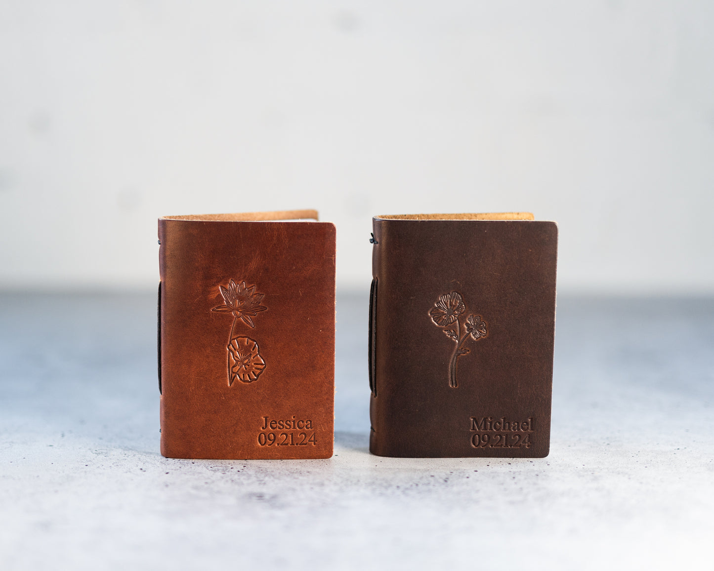 Leather Wedding Vow books - Floral