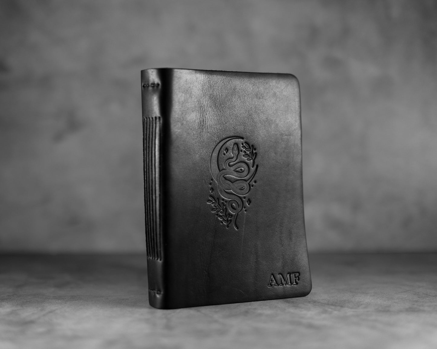 PERSONALIZED LEATHER  JOURNAL WITH MOONS