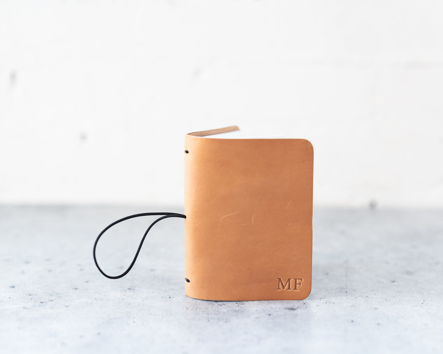 REFILLABLE Personalized Leather Pocket Notebook  - Tan Color