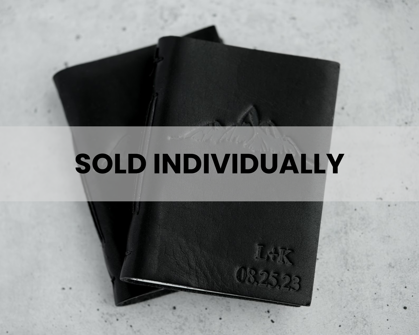 Personalized Leather Vow Books - With Mountains (Black)