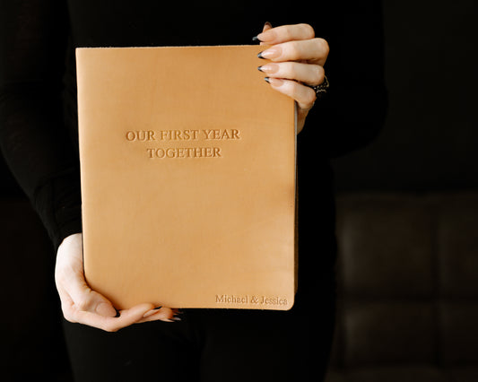 Personalized Leather Wedding Guestbook | Our First Year Together