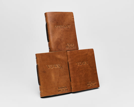 Personalized Leather Vow Books & Officiant Book Set