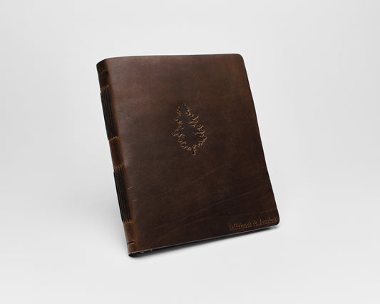 Personalized Leather Wedding Guestbook with Tree