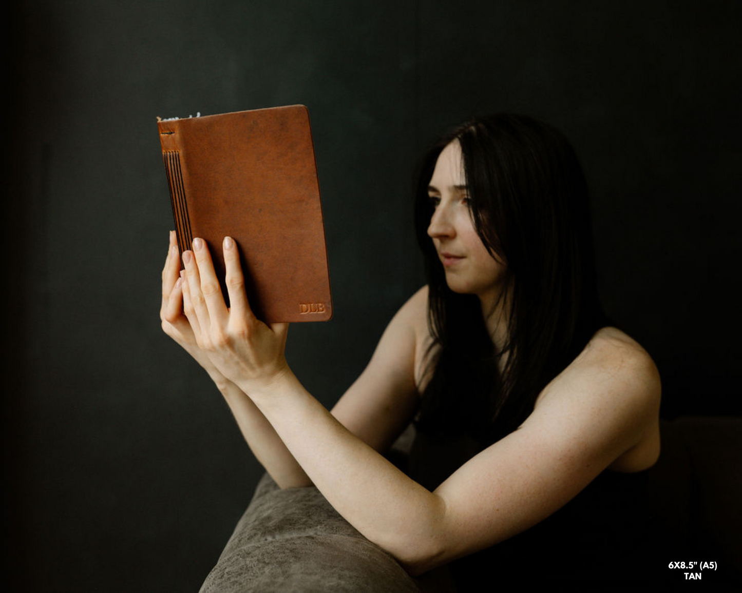 Personalized Leather Journal with Phases of the Moon