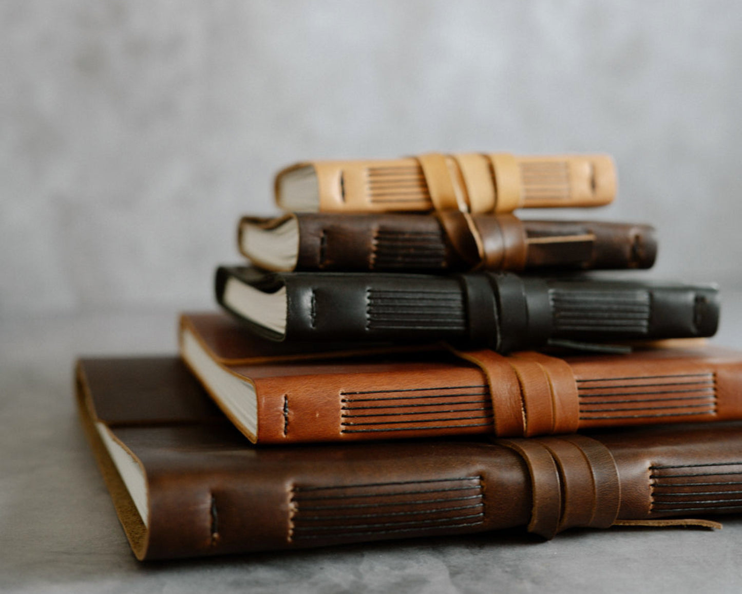 Personalized Leather Journal - Tan color with wrap closure