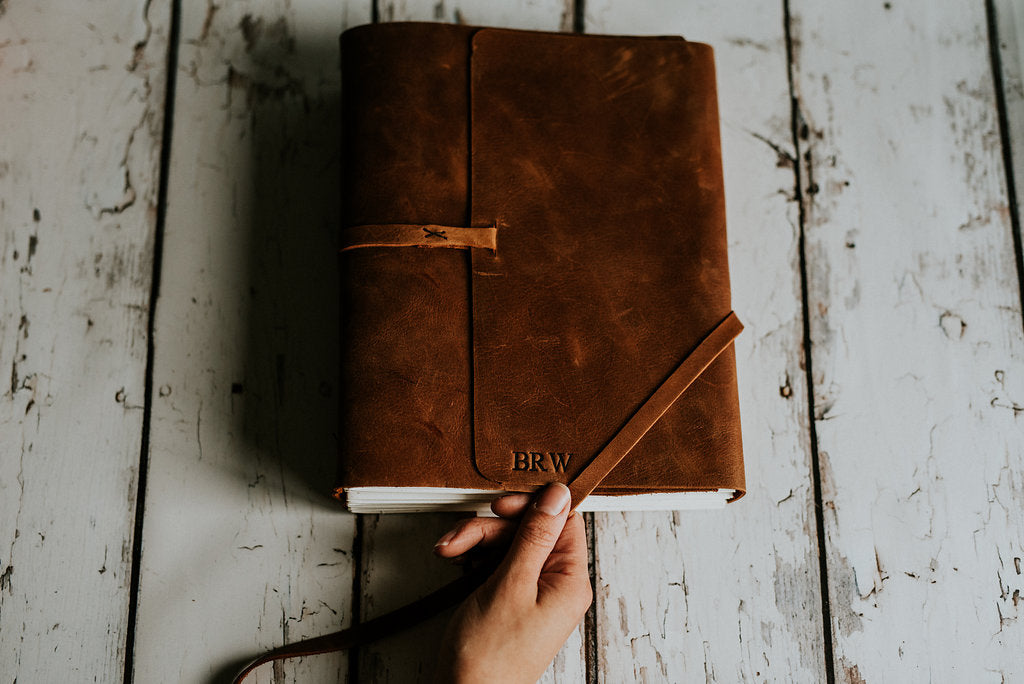 blank leather sketchbook 