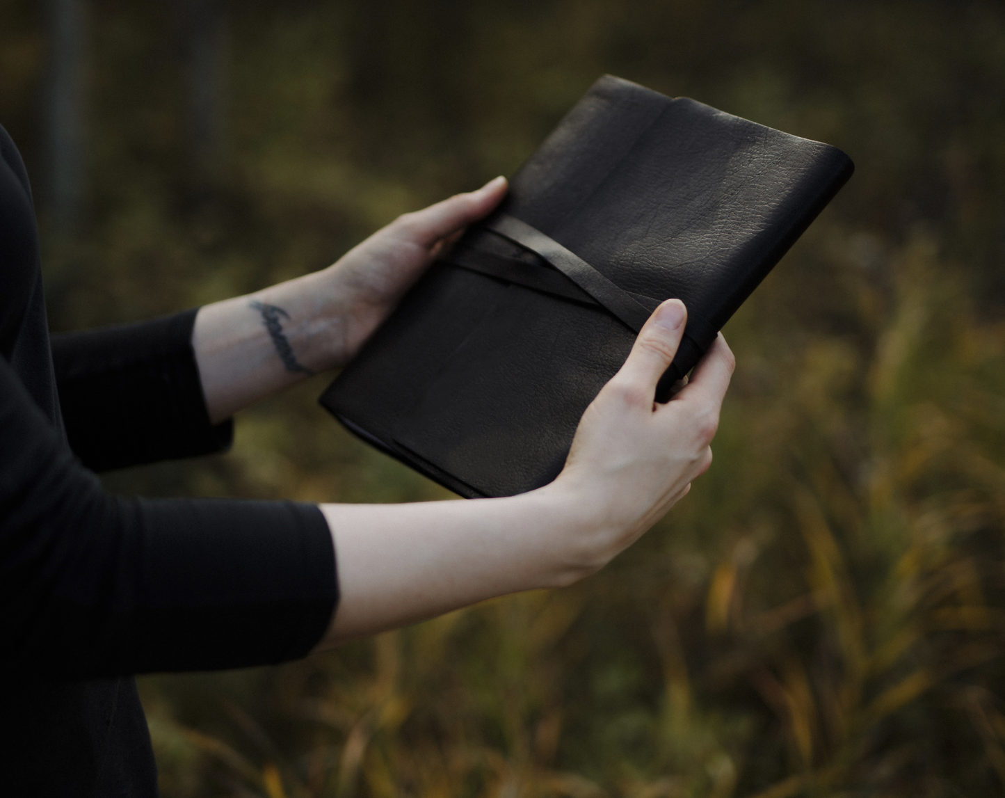 Personalized Leather Journal - Tan color with wrap closure